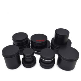 10g 20g 30g 50g 60g Aluminum Jars Matte Black Cosmetic Cream Lotion Bottles Makeup Facial Masks Lip Plumper Metal Tins for Girlsshipping