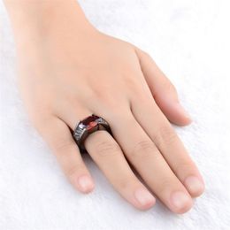 Hip-hop 14K Black Gold Ruby Party Wedding Sapphire pure Bizuteria for Women Men Unisex Rock Obsidian Jewellery Ring Y200321