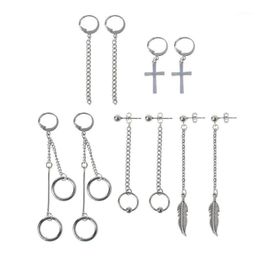 Dangle & Chandelier Korea Jewelry KPOP Hip Hop Punk Titanium Steel Tassel Chain Drop Earring Kit1