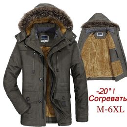 Winter Jacket Men Plus Size 5XL 6XL Cotton Padded Warm Parka Coat Casual Faux Fur Hooded Fleece Long Male Jacket Windbreaker Men 201111