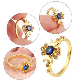 Cluster Rings Women Gold Alloy Sun Finger Ring Wandering Star Sapphire Moon And Stars