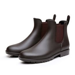 2019 Men rubber rain boots fashion black chelsea boots casual lovers botas slip-on waterproof ankle boots moccasins 35-43 NO.178