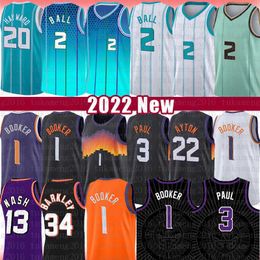 Basketball Jerseys LaMelo Ball Devin Booker Chris Paul Mens Gordon Hayward DeAndre Ayton Steve Nash Charles Barkley Jersey 2 1 3 20 22