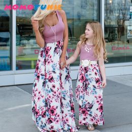 Family Matching Clothes outfits look mum mommy and me clothes mom and daughter dress sleeveless long mother daughter dresses LJ201111