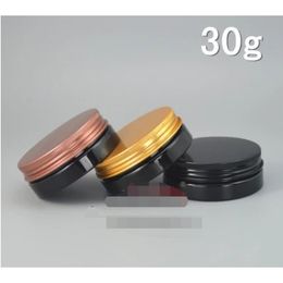 2017 New 200pcs 30G Black / bright gold copper Aluminium cover cream jar 30ml mask bottle PET packaging