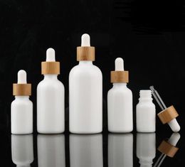 15ml 30ml 50ml Opal White Glass Bottle with Bamboo Dropper 1OZ Bamboo Essential Oil Bottle Opal Glass SN1805