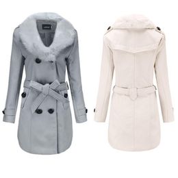 Women Big Fur Collar Coat Fashion Trend Long Sleeve Double-sided Woollen Cardigan Mid-length Outerwear Designer Female Double Breasted Coats