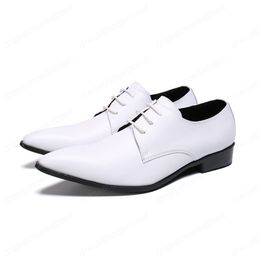 New Fashion Solid Genuine Leather Men Business Shoes Plus Size Lace Up Pointed Toe Formal Dress Men Party Shoes