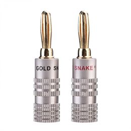 VBESTLIFE Banana Plugs 4mm Diameter Audio Jack Adapter Dual Screw Lock Speaker Connector 24K Gold Plated Pure