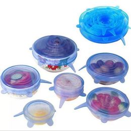 Silicone Stretch Suction Pot Lids Food Grade Fresh Keeping Wrap Seal Lid Pan Cover Nice Kitchen Accessories 6PCS/Setzyc29