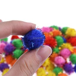 Cat Toys 100Pcs lot Colourful Mini Sparkly Glitter Tinsel Balls Small Pom Ball For Toys1298B