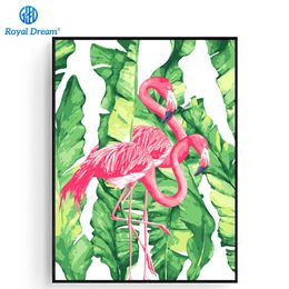 Pink Flamingo Colouring by Numbers Canvas Oil Painting Crafts for Adults Decorative Pictures Hand Painted Acrylic Paint Y200102