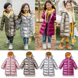 Boys Girls Down Cotton Long Children Jackets Winter Clothes Hooded Warm Snowsuit Toddler Overcoat Fashion Zipper Costume 3-12Y LJ201017