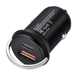 45W Fast Car Charger Dual Port USB PD QC3.0 Quick Charging for IPhone 13 Pro Max Galaxy S21 Pull Ring Mini Car Charge