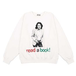 Herbst Hoodies und Winter Neue Mode Marke Reine Weiße Lesen Englisch EIN Buch Multi Lesen Druck männer Lose Plüsch pullover