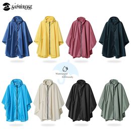 Women Pure Colour Raincoat Poncho Hooded Waterproof for Adults Mens with Pockets