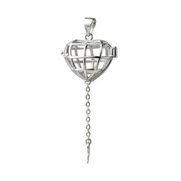 Gift Cage 925 Sterling Silver Lockets Love Wish Floating Pearl Heart Cage Key Pendant 5 Pieces