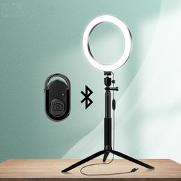 New LED Makeup Ring Light Circle Lamp with Tripod Phone Holder Bluetooth Selfie Shutter for Tiktok Youtube Vlog Videos Photos