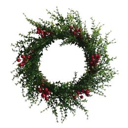 17 Inch Artificial Green Eucalyptus Leaves Red Berries Wreath Front Door Decoration Christmas Door Garland Y200111