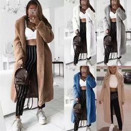 Faux Teddy Coat Women Autumn Winter Casual Plus Size Long Jacket Female Thick Warm Outwear Oversize Fur mujer chaqueta 201215