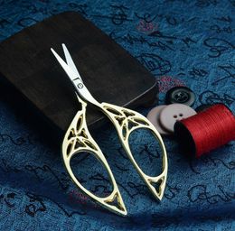 Vintage Gold Scissors Hollow Design Needlework Embroidery Metal Tailor's Scissor Thread Trimmer Wholesale