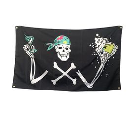 Skull And Beer Flags Banner 3x5FT 90x150cm Double Stitching Flag Festival Party Gift 100D Polyester Indoor Outdoor Printed