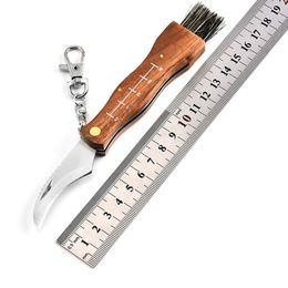 Mini Camping Mushroom Knife Rosewood Handle Outdoor Hunting Survival Multifunction Folding Self-defense Hand Tools