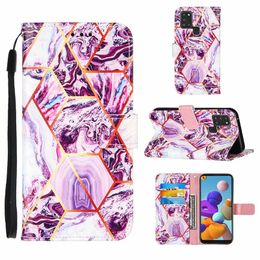 Marble Wallet Leather Rock Flip Strap ID Card Case for Samsung S21 PLUS A12 A32 A02S A42 S20FE S20 PLUS NOTE 20 Ultra A20 A51 A715G
