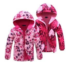 Jacket For Girls 2020 Spring Children's Flower Fleece Clothes Girls Coat Windbreaker Outerwear Kids Polar Fleece Windproof 3-12T LJ200828