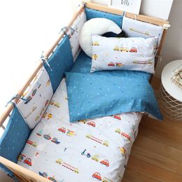 Baby Bedding Set For Boy Girl Nordic Cotton Baby Bed Linen For Newborns Kids Crib Bedding With Bumper Cot Kit Allow Custom Size 201210