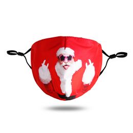 Xtmas Santa Party Masks Adjustable Washable Digital Printed Fashion Face Masks Dust Fog Cotton PM 2.5 Facemask Mouth Covers CCA2595