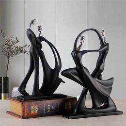 Nordic Art Dancing Couple Resin Figure Ornaments Figurines Home Decoration Accessories for Living Room Decor 220115