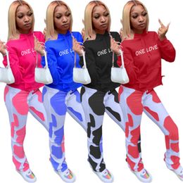 Womens Letter Printing Sets Fashion Trend Long Sleeve Hooded Tops Pencil Pant Sports Suits Designer Autumn Female New Slim Casual Tracksuits