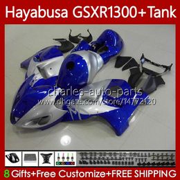 Fairings For SUZUKI Hayabusa GSXR-1300 GSXR 1300 CC GSXR1300 96 97 98 99 00 01 74No.106 GSX-R1300 1300CC 2002 2003 2004 2005 2006 2007 GSX R1300 96-07 Bodywork Blue silvery