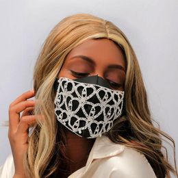 Bling Rhinestone Facemask Heart Fashion Jewellery for Women Bling Crystal Elastic Mask Body Chain Decoration Jewellery
