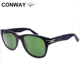 -Sonnenbrille Conway Trendy für Frauen Männer Quadratische Sonnenbrille Acetatrahmen UV Block Flexible Arme Marke Design Black Havana1
