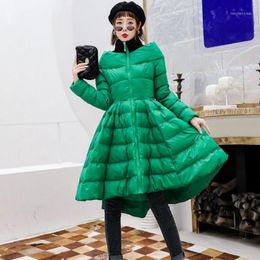 Women's Trench Coats Elegant Skirt Style Cotton Winter Jacket Women Coat 2021 Slim Fluffy Down Luxury Long Cloak Thick Warm Female MY741