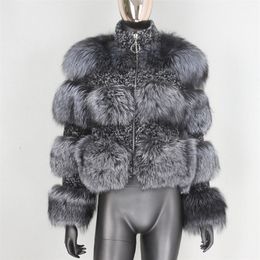BLUENESSFAIR Winter Jacket Women Real Fur Coat Parka Natural Raccoon Fur Wool Weave Fabric Thick Warm Outerwear Streetwear 201212