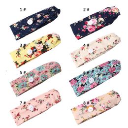 Yoga Headbands with Button Floral Sports Headband Elastic Printed Hairband Working Out Gym Hair Bands Hair Accessories 38 Colour B7676