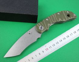 1Pcs High End Survival Survival folding knife D2 60HRC Satin + Stonewash finish blade TC4 Titanium alloy Handle knives With Retail Box