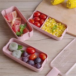 pink food boxes Canada - Lunch Box 3 Layer 900ml Bento Boxes Microwave Dinnerware Pink Food Container Lunchbox with Spoons and Forks Kitchen Accessories 201015