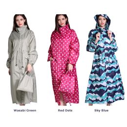 Freesmily Women's Brand New Stylish Long Rain Poncho Waterproof Raincoat With Hood and Multicolor Pattern Y200324