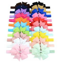 Baby Headbands Bowknot headband for Girls Children Hair Accessories Kids Toddler Elastic Ribbon Bow Hairband Princess Headdress 20 Colors DHL Ship KHA14