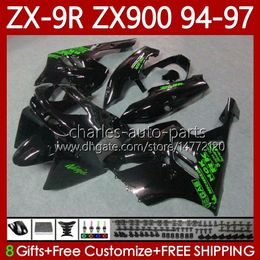 Bodywork Kit For KAWASAKI NINJA ZX-9R ZX900 ZX 9R 9 R 900 CC 1994-1997 Bodys 100No.63 ZX9 R 900CC ZX-900 ZX9R 94 95 96 97 ZX900C 1994 1995 1996 1997 OEM Fairing black green