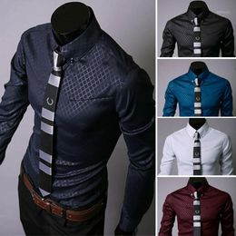 Men's Dress Shirts Men Shirt Long Sleeve Button Up Smart Casual Formal Plain Turn-Down Collar M-XXL 5 Colors1