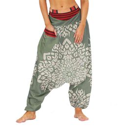 Women's Drop Bottom Elastic Waist Loose Fit Baggy Gypsy Hippie Boho Yoga Harem Pants H1221