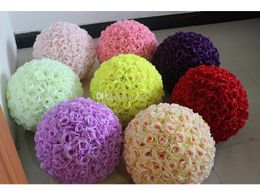 30cm 12inch Elegant Artificial Rose Silk Flower Ball Hanging Kissing Balls For Wedding Party Decoration Supplies Multicolor