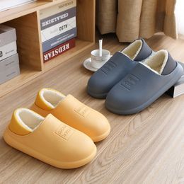 Waterproof Winter Shoes Woman Men Indoor Slippers Warm Plush Lovers Home Slipper Thick Sole Femael Kitchen Working Shoes X1020