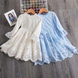 Flower Autumn Winter Full Sleeves Dress For Girls Casual Dress Girl Princess New Year Holiday Clothes 3 4 5 6 7 8 Years Vestidos LJ200923
