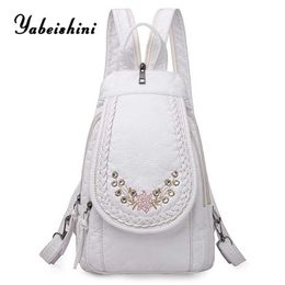 Quality Backpack for Women High White Leather Backpack School Bag for Teenage Girls Female Travel Backpack Mochila 202211